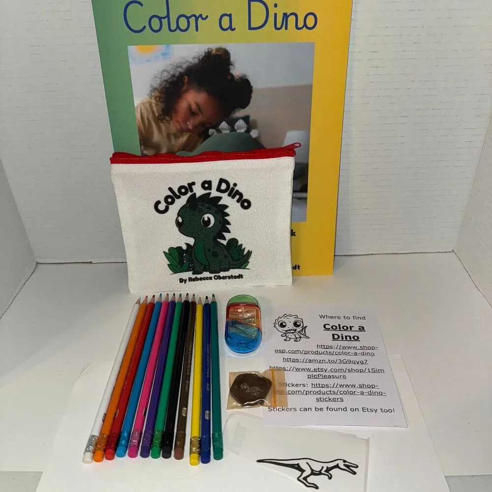 Red Color a Dino Zippered Pencil Pouch